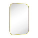 Lucia Contemporary Rounded Rectangular Framed Wall Mounted Bathroom Vanity Mirror GC-0Y307 Brushed Gold 30x22" TEHOME