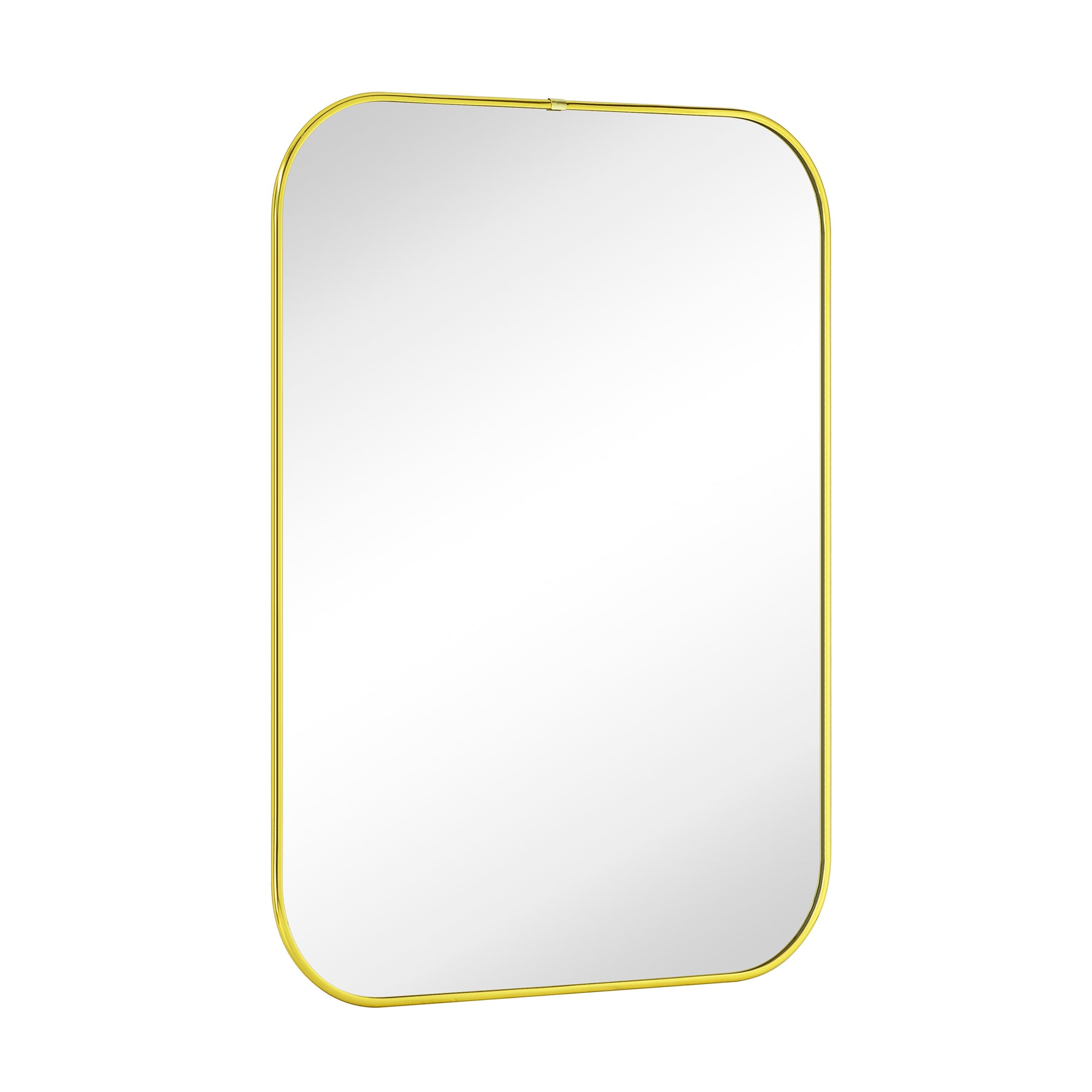 Lucia Contemporary Rounded Rectangular Framed Wall Mounted Bathroom Vanity Mirror GC-0Y307 Brushed Gold 30x22" TEHOME