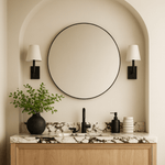 Roselle Modern Round Large Wall Mirrors GC-GW0049 Chrome 40x40" TEHOME