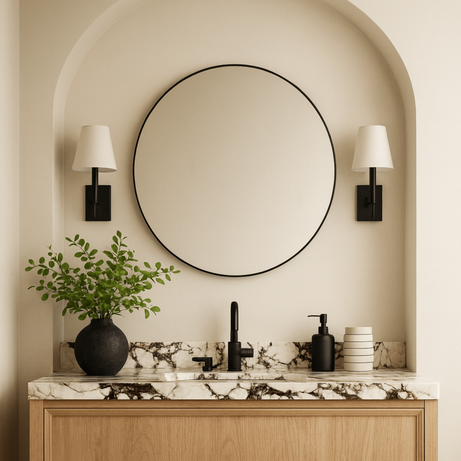 Roselle Modern Round Large Wall Mirrors GC-GW0049 Chrome 40x40" TEHOME