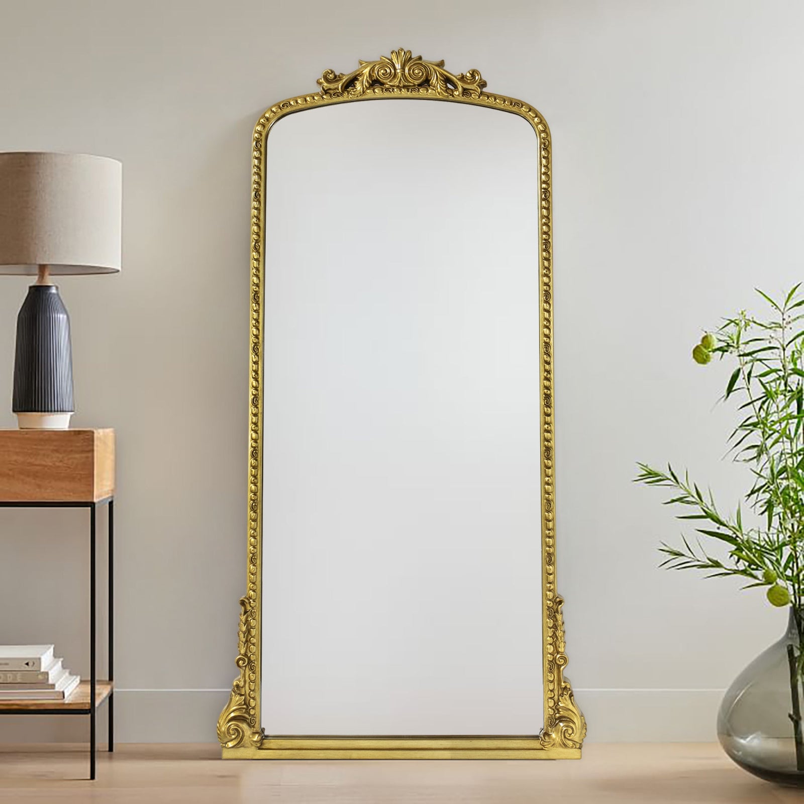Isola Vintage Arch Floor Mirrors, 30x60" in Brushed Gold VA0011 Brushed Gold TEHOME