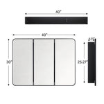 Haven Modern Rectangle Triple Door Recessed and Surface Mount Bathroom Medicine Cabinet with Mirrors GC-XB0049 Black 36x26 TEHOME