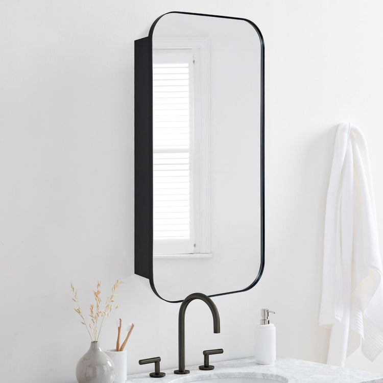 Adasu Mid-century Rectangle Recessed and Surface Mount Bathroom Medicine Cabinet with Mirrors