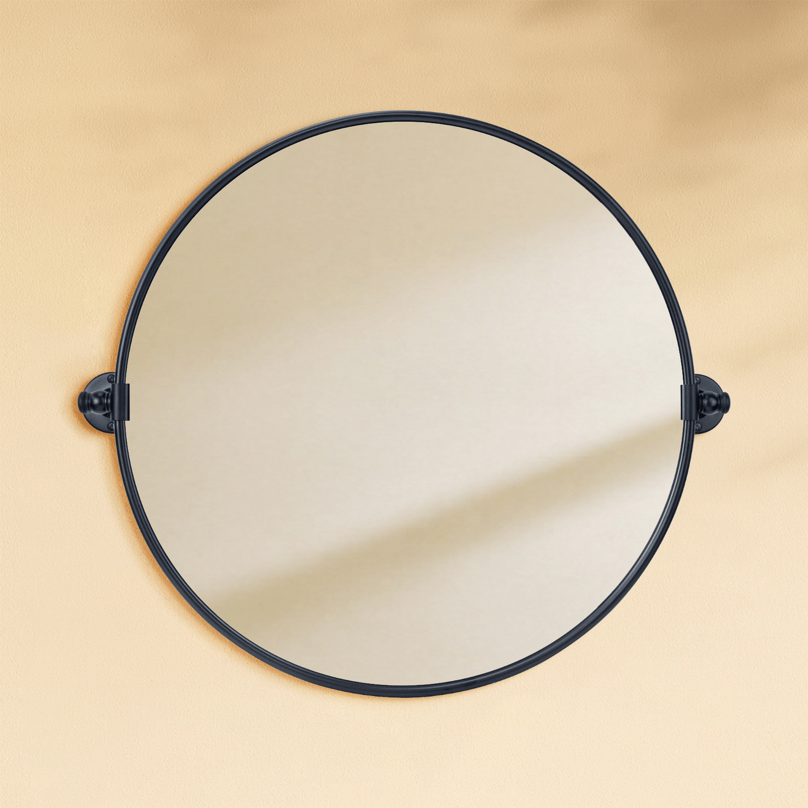 Adlina Farmhouse Round Bathroom Pivot Mirrors GC-00210 Black 24x24" TEHOME