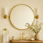 Adlina Farmhouse Round Bathroom Pivot Mirrors GC-00321 Brushed Gold 24x24" TEHOME