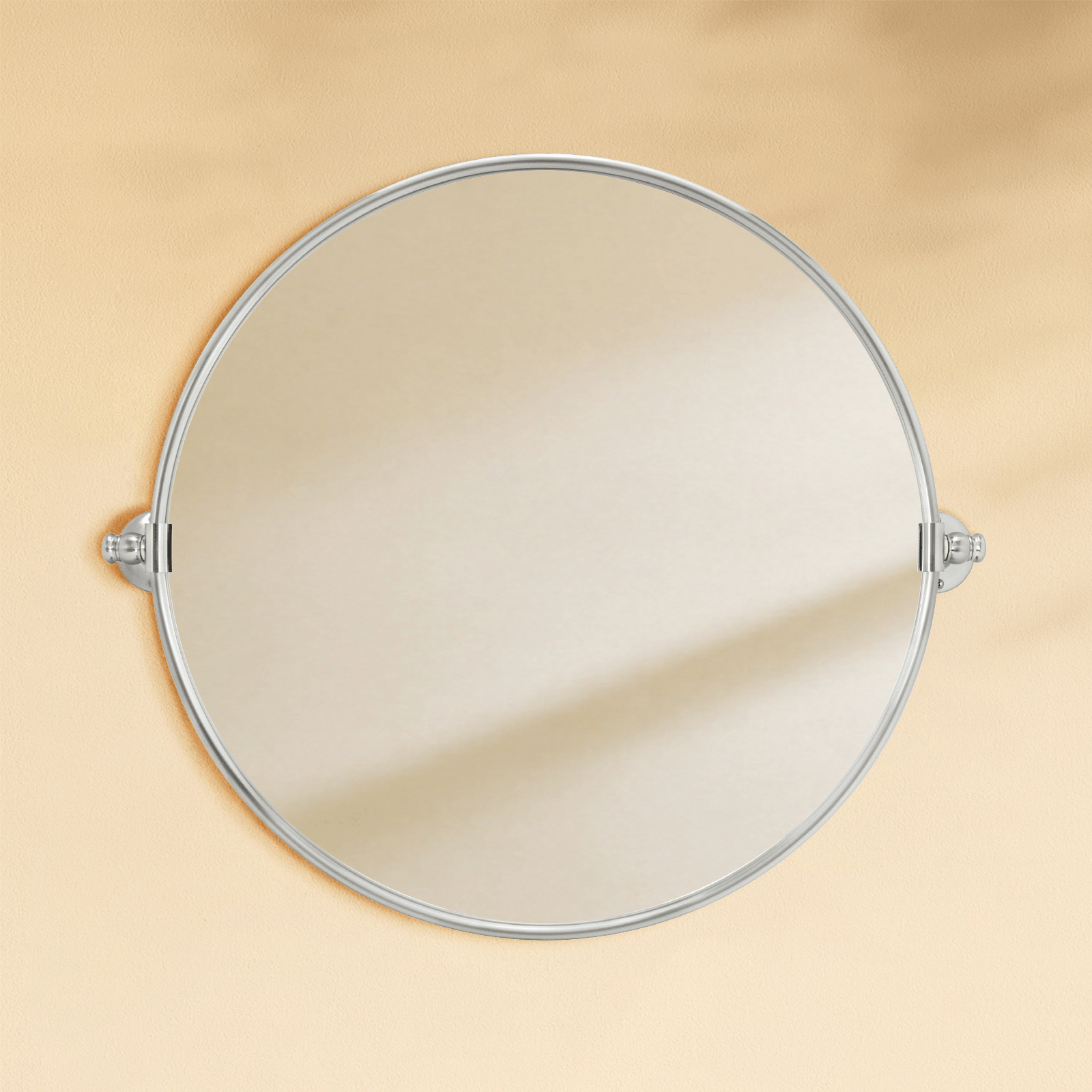 Adlina Farmhouse Round Bathroom Pivot Mirrors GC-00320 Brushed Nickel 24x24" TEHOME
