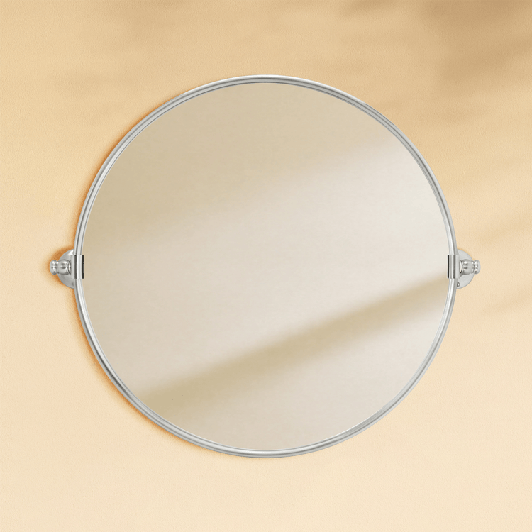 Adlina Farmhouse Round Bathroom Pivot Mirrors GC-00320 Brushed Nickel 24x24" TEHOME