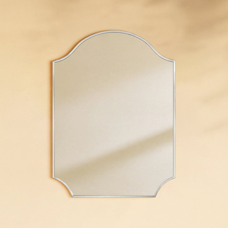 TEHOME Airius 24x32" Brushed Nickel Modern Scalloped Arched Wall Mirrors Front View