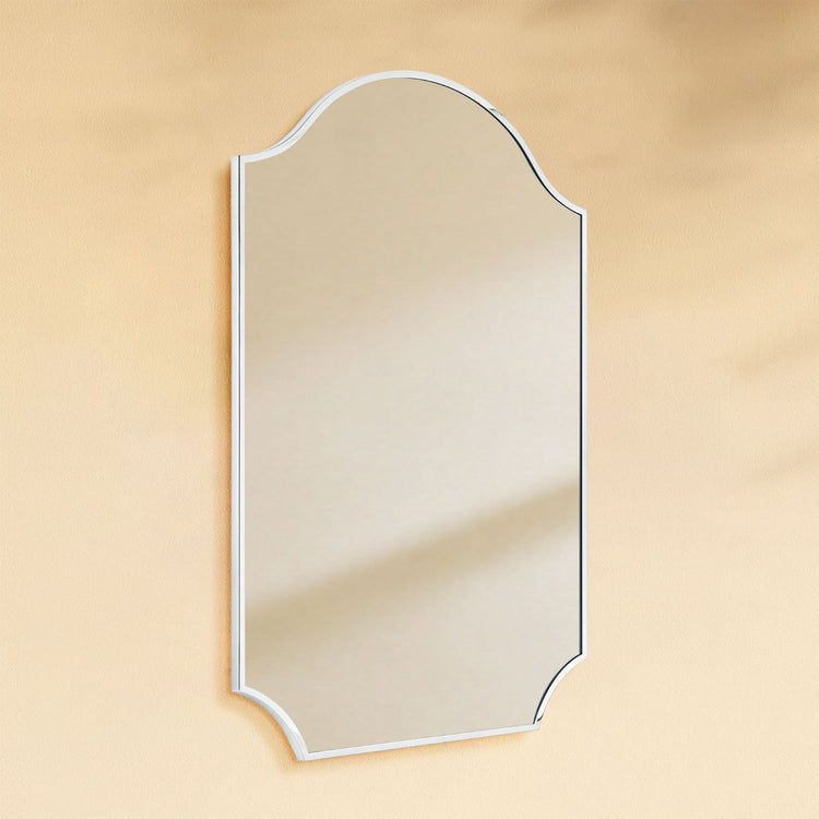 TEHOME Airius Modern Scalloped Arched Wall Mirrors Metal Framed in Chrome Finish, 24" x 32", Side View