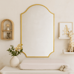 Airius Modern Scalloped Wall Mirrors, 24x36" in Brushed Gold GC-JL0004 TEHOME
