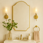 Airius Modern Scalloped Wall Mirrors, 24x36" in Brushed Gold GC-JL0004 TEHOME