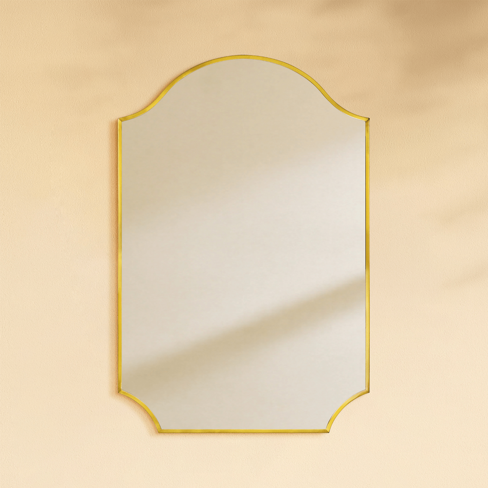 Airius Modern Scalloped Wall Mirrors, 24x36" in Brushed Gold GC-JL0004 TEHOME