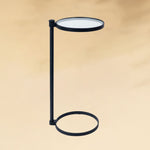 TEHOME Alto C Black Shaped Side Table with Glass Top Front View