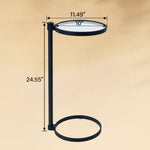 TEHOME Alto C Black Shaped Side Table with Glass Top Front View Dimension