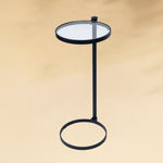 TEHOME Alto C Black Shaped Side Table with Glass Top Side View