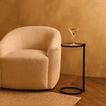 TEHOME Alto C Black Shaped Side Table with Glass Top for living room Side View