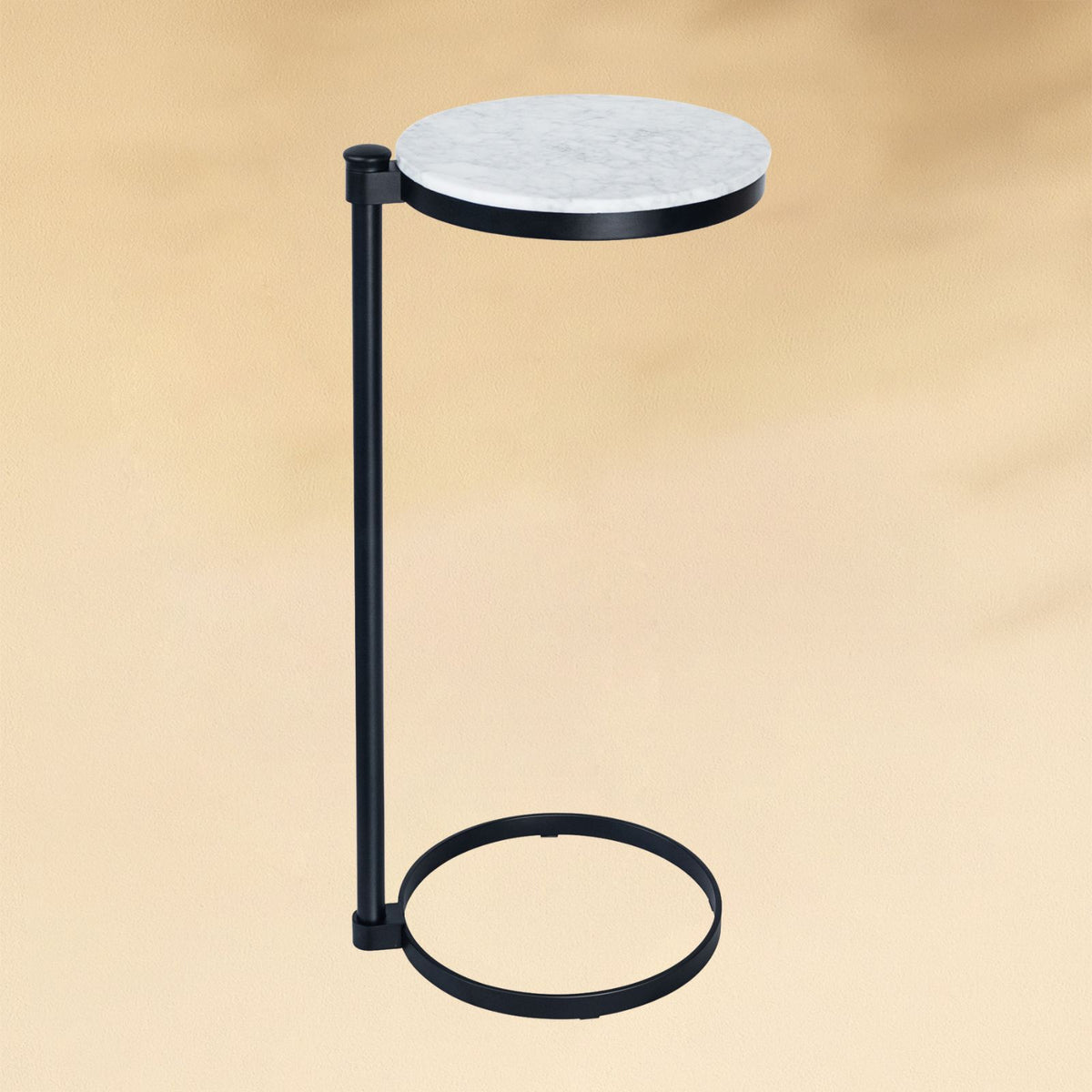 TEHOME Alto C Black Shaped Side Table with Marble Top Front View