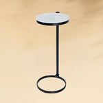 TEHOME Alto C Black Shaped Side Table with Marble Top Side View