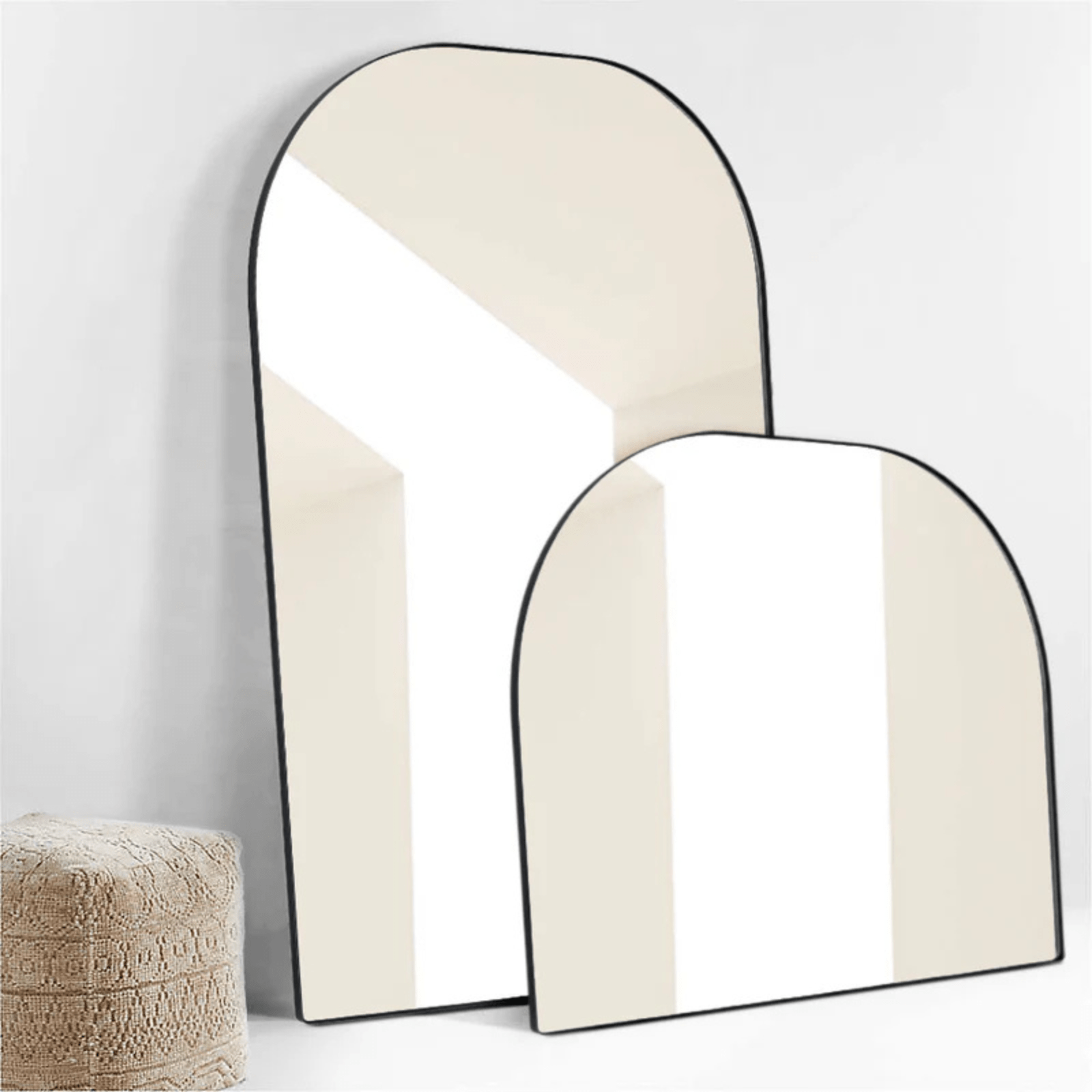 Amell Modern Arch Floor Mirrors,48x72" in Black GC-00793 Black 48"×72" TEHOME