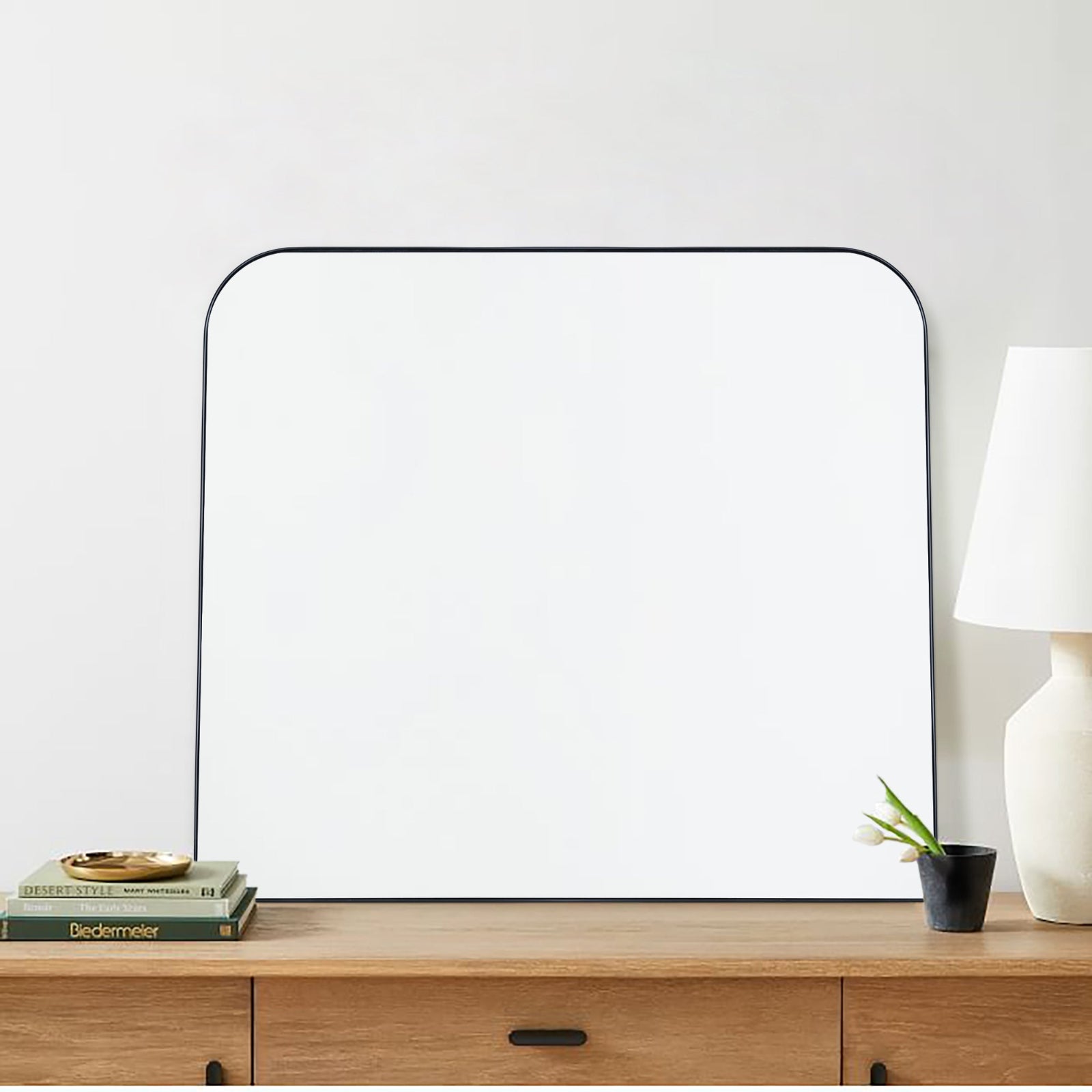 Amelie Modern Arch Large Mantel Mirrors GC-0Y129 Brushed Nickel 34x40" TEHOME