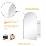 Dake Modern Arch Recessed and Surface Mount Bathroom Medicine Cabinet with Mirrors GC-XB0011 Chrome 20x30" TEHOME