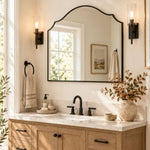 Arden 26x36 Black Scalloped Arch Bathroom Mirror Side View