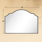 TEHOME Arden 26x36 Black Scalloped Arch Wall Mirror Front View Size
