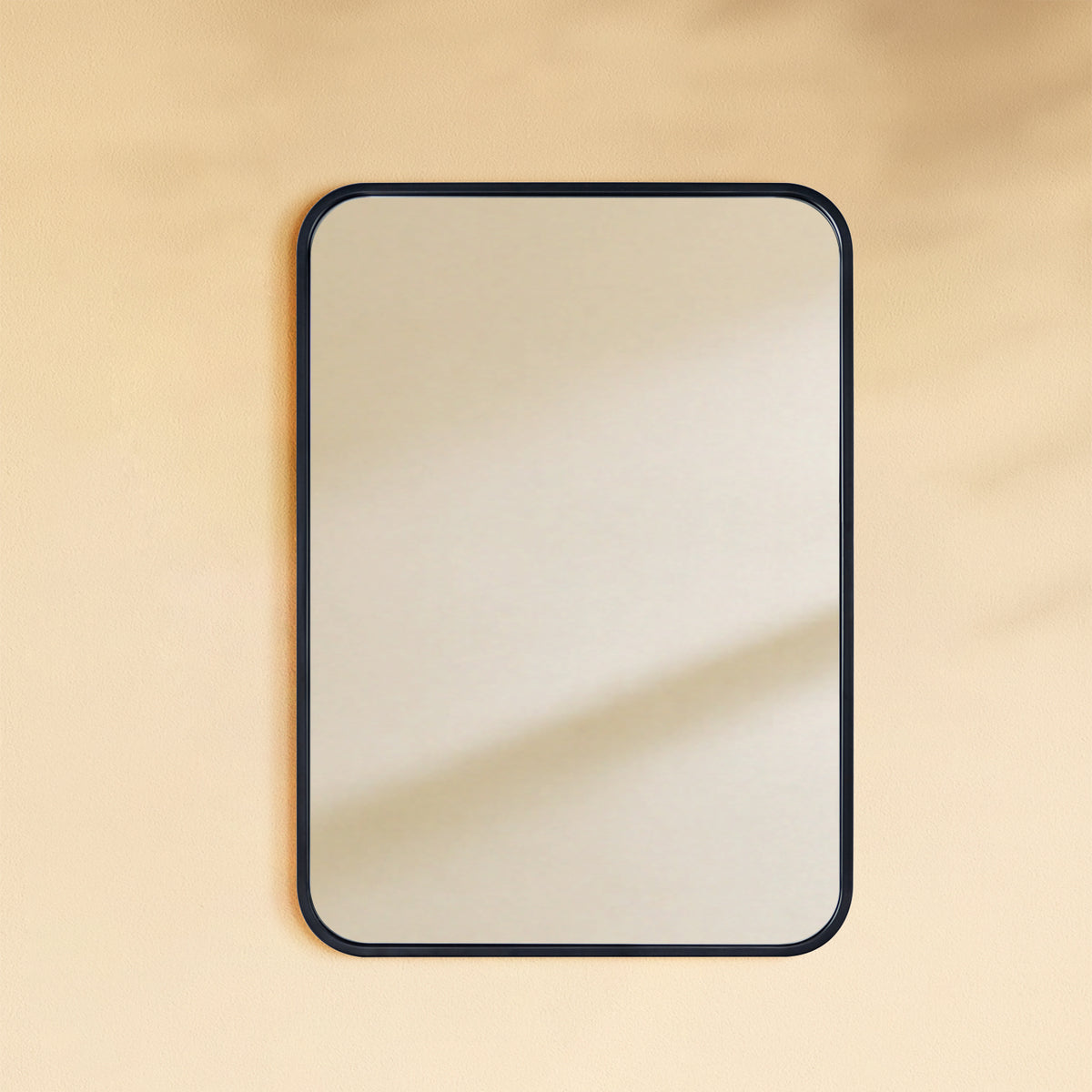 TEHOME Aria Black 20x28 Modern Rectangle Wall Mirrors with Rounded Corners Front View
