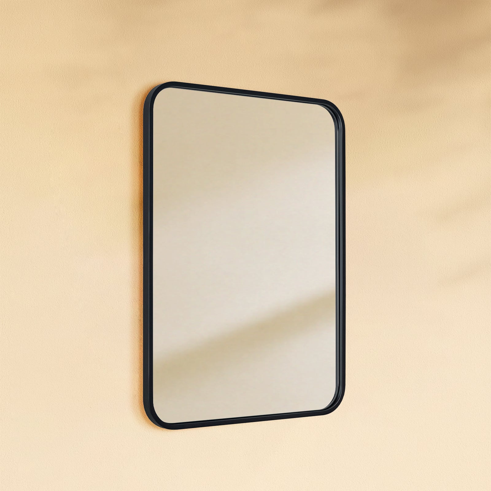 TEHOME Aria Black 20x28 Modern Rectangle Wall Mirrors with Rounded Corners Side View