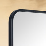 TEHOME Aria Black Modern Rectangle Wall Mirrors with Rounded Corners Detail View1