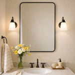TEHOME Aria Black Modern Rectangle Wall Mirrors with Rounded Corners Front View