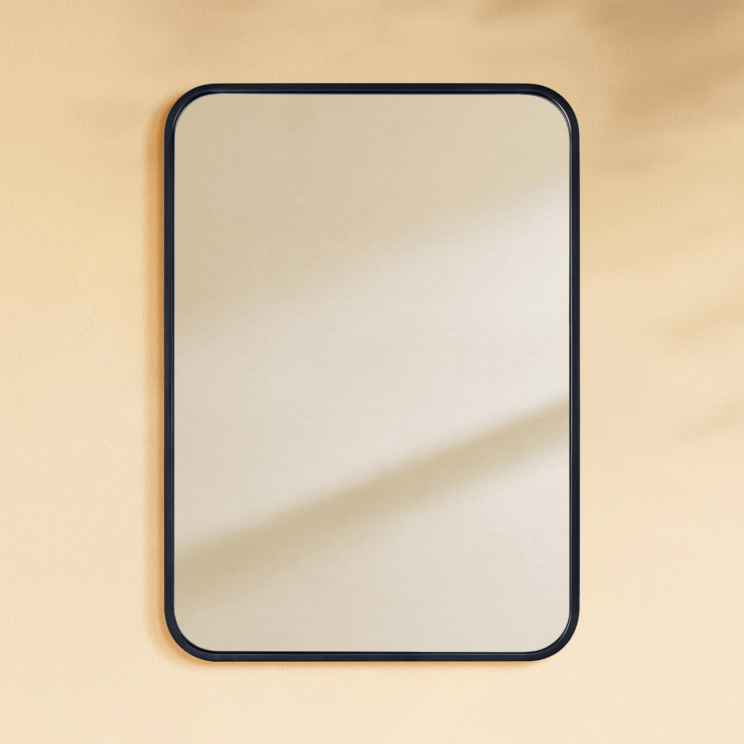 Aria Modern Rectangle Wall Mirrors with Rounded Corners GC-00774 Black 20x28" TEHOME