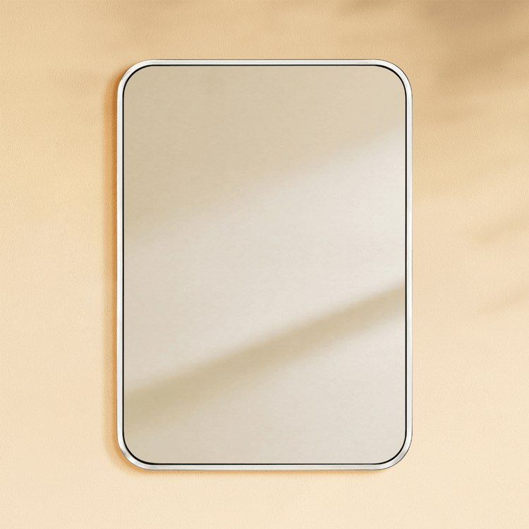 Aria Modern Rectangle Wall Mirrors with Rounded Corners GC-00777 Chrome 20x28" TEHOME
