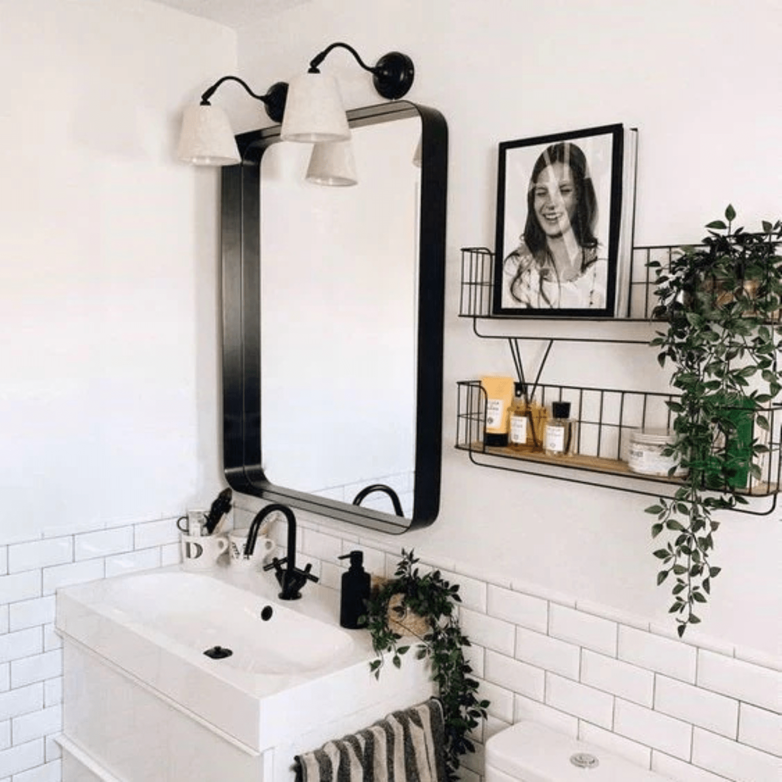 Camellia Modern Rectangle Large Wall Mirrors with Rounded Corners GC-00450 Black 30x40" TEHOME