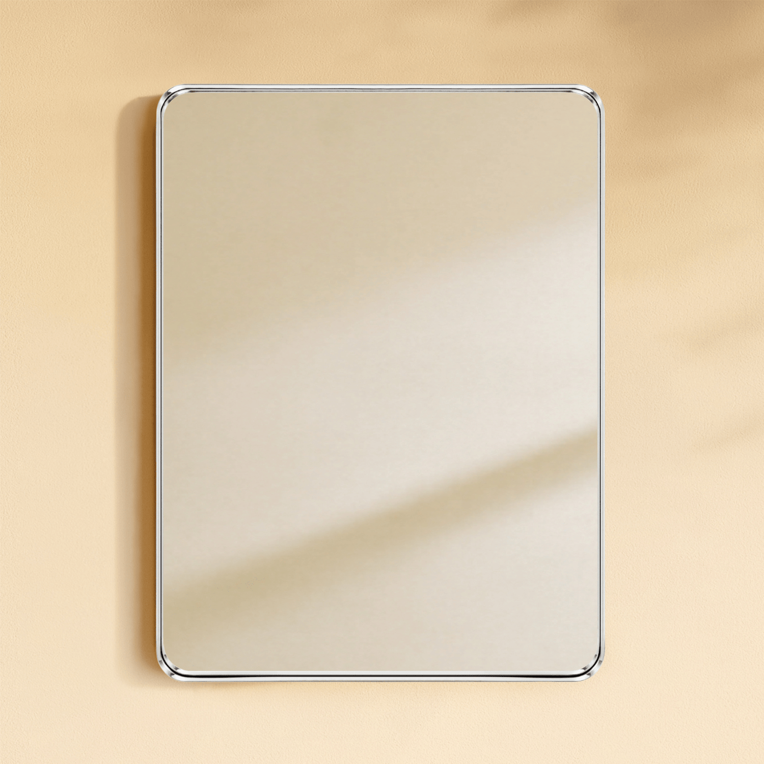 Camellia Modern Rectangle Large Wall Mirrors with Rounded Corners GC-00450 Brushed Nickel 30x40" TEHOME