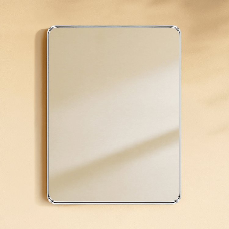 Camellia Modern Rectangle Large Wall Mirrors with Rounded Corners GC-00450 Brushed Nickel 30x40" TEHOME