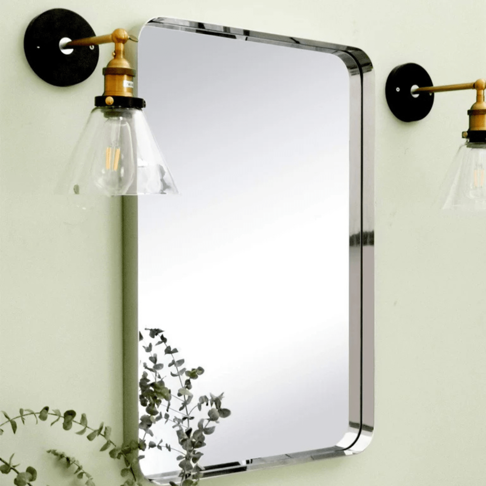 Camellia Modern Rectangle Large Wall Mirrors with Rounded Corners GC-00450 Black 30x40" TEHOME