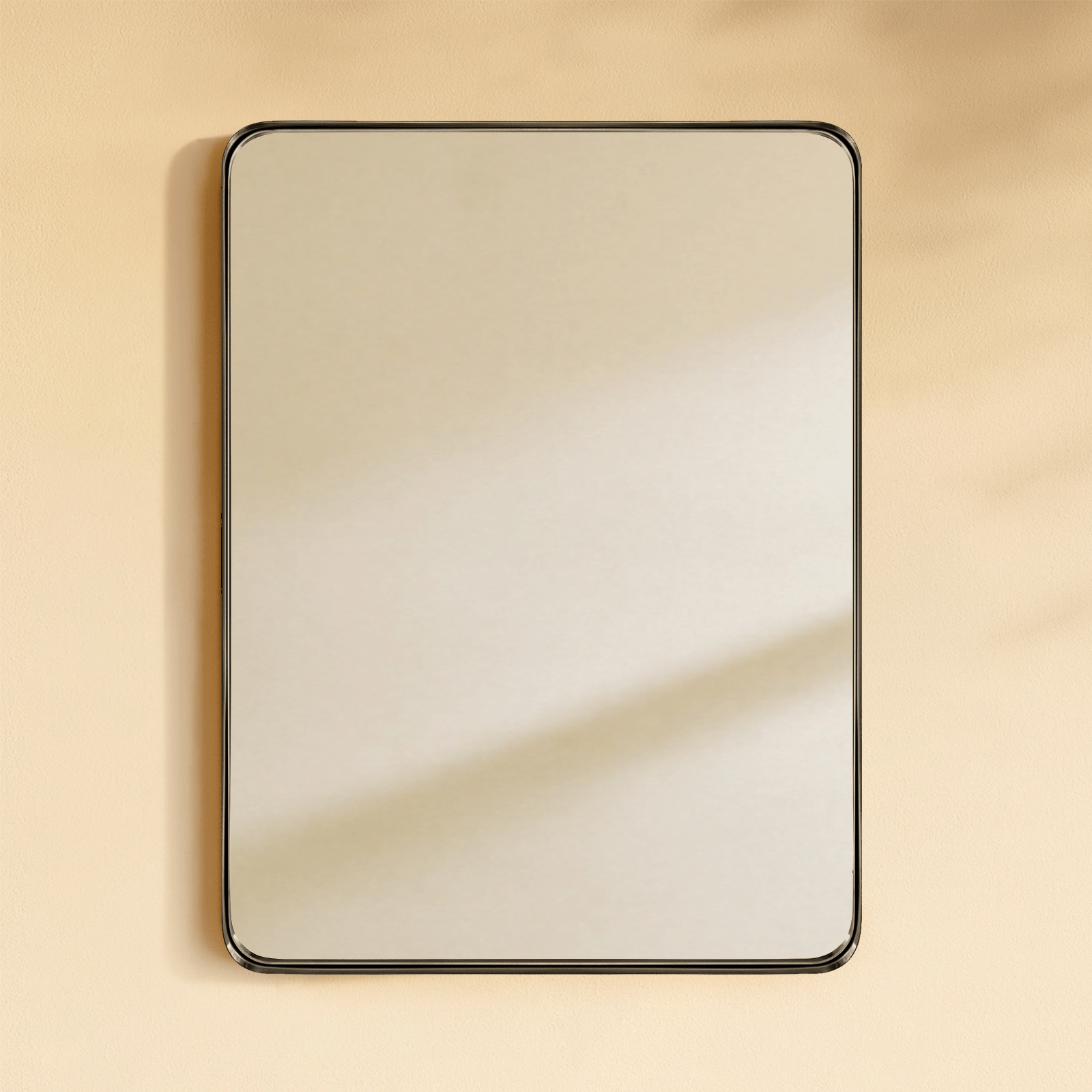 Camellia Modern Rectangle Large Wall Mirrors with Rounded Corners GC-00450 Black 30x40" TEHOME