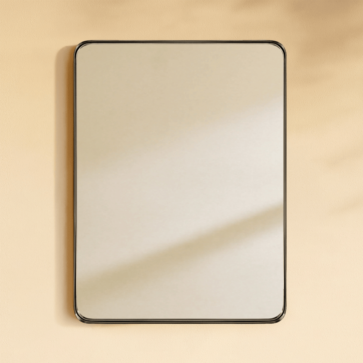 Camellia Modern Rectangle Large Wall Mirrors with Rounded Corners GC-00450 Oil Rubbed Bronze 30x40" TEHOME