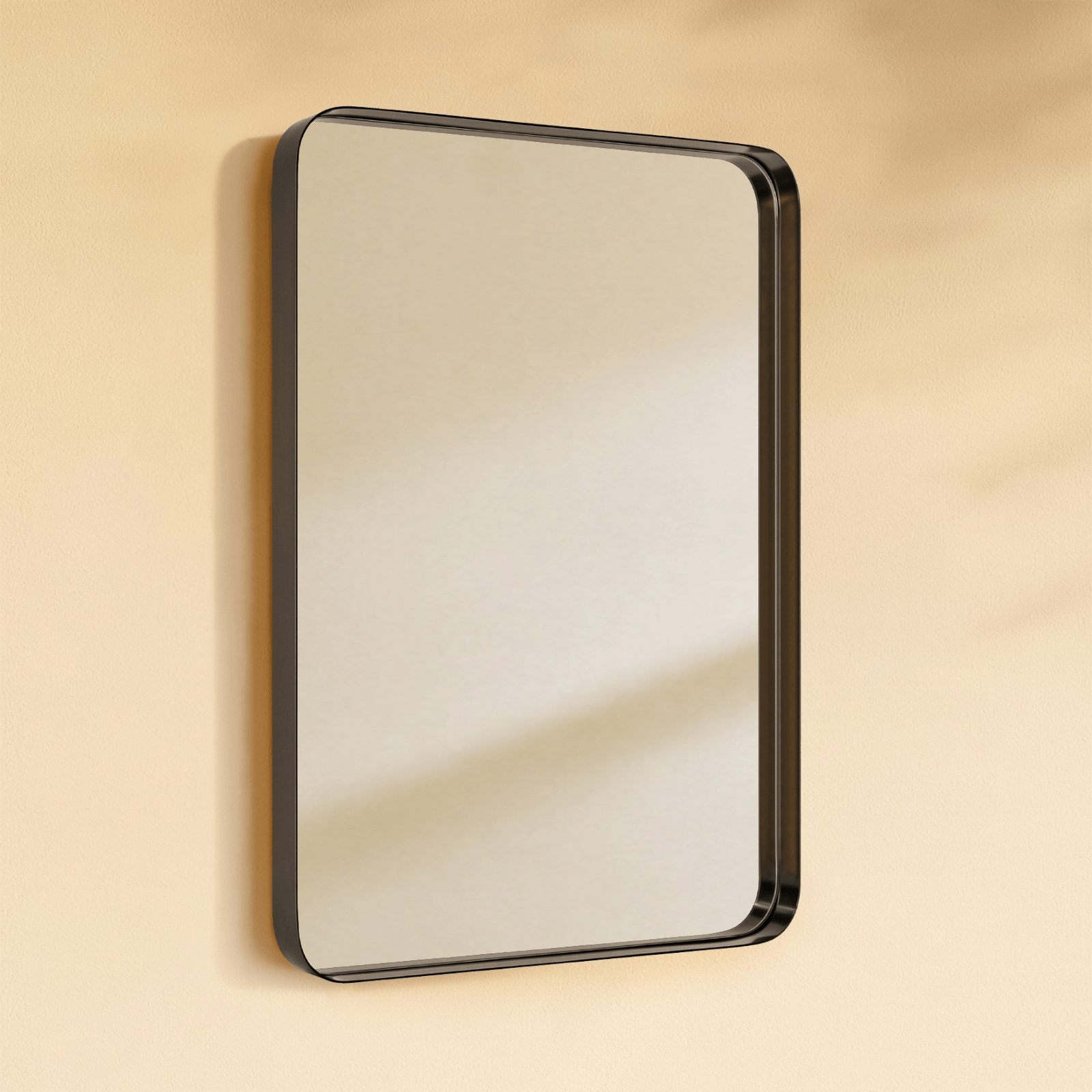 Camellia Modern Rectangle Large Wall Mirrors with Rounded Corners GC-00450 Black 30x40" TEHOME