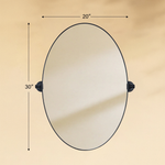 TEHOME Aura Black Modern Oval Bathroom Pivot Mirrors Front View Dimension