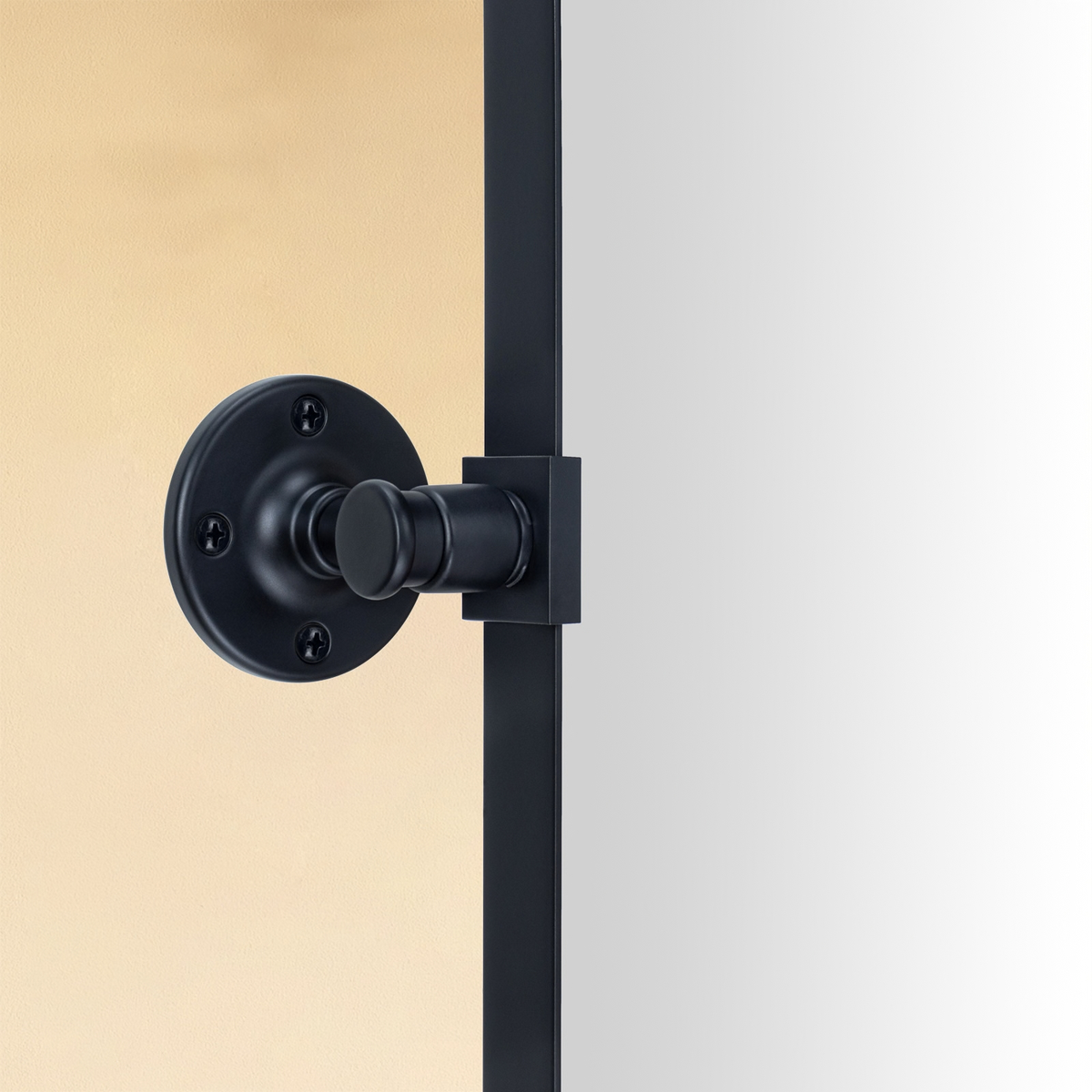 TEHOME Aura Black Modern Rectangle Bathroom Pivot Mirrors with Rounded Corners Detail View