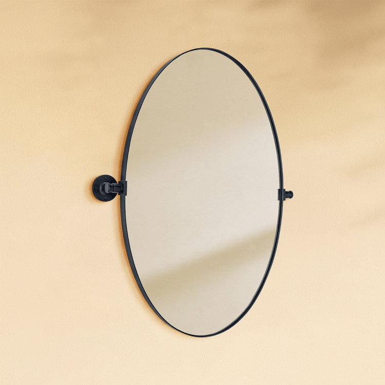 Aura Modern Oval Bathroom Pivot Mirrors GC-00219 Black 20x30" TEHOME
