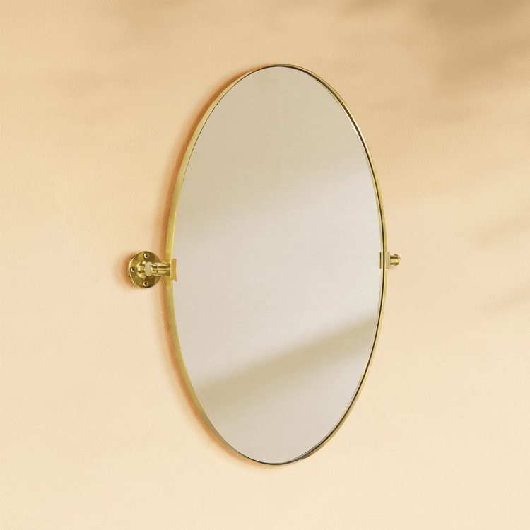 Aura Modern Oval Bathroom Pivot Mirrors GC-00220 Brushed Gold 20x30" TEHOME