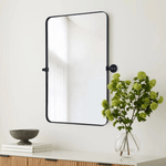 Aura Modern Rectangle Bathroom Pivot Mirrors with Rounded Corners GC-00214 Chrome 20x30" TEHOME
