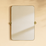 Aura Modern Rectangle Bathroom Pivot Mirrors with Rounded Corners GC-00211 Black 20x30" TEHOME