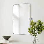 Aura Modern Rectangle Bathroom Pivot Mirrors with Rounded Corners GC-00211 Black 20x30" TEHOME