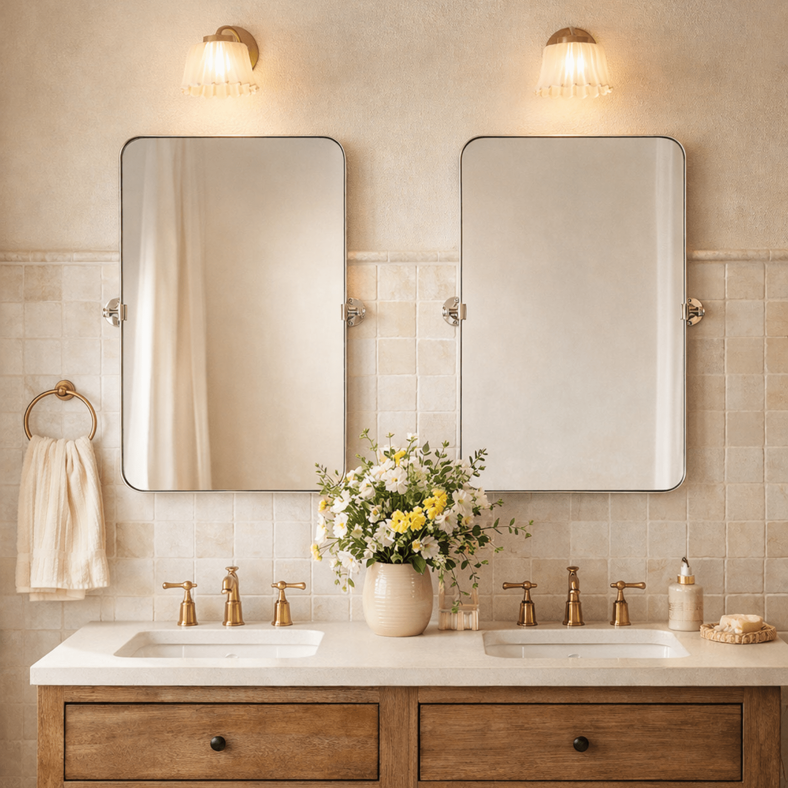 Aura Modern Rectangle Bathroom Pivot Mirrors with Rounded Corners GC-00211 Black 20x30" TEHOME