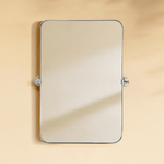 Aura Modern Rectangle Bathroom Pivot Mirrors with Rounded Corners GC-00211 Black 20x30" TEHOME