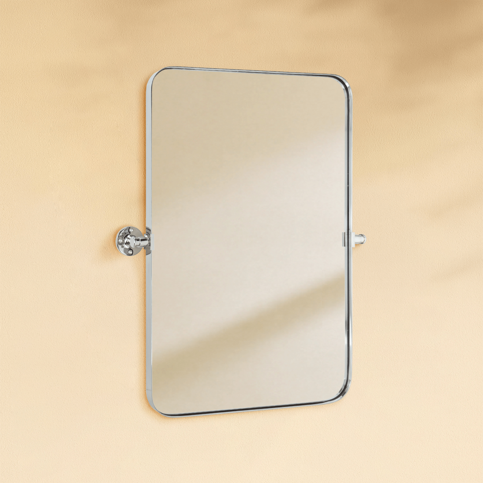 Aura Modern Rectangle Bathroom Pivot Mirrors with Rounded Corners GC-00214 Chrome 20x30" TEHOME